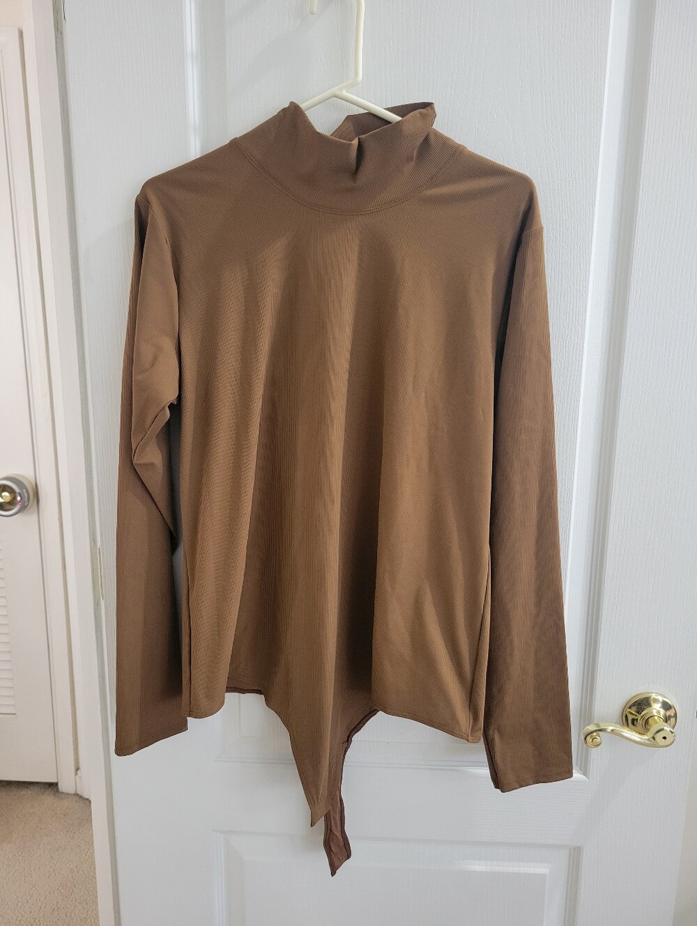 SPANX Suit Yourself Mock Neck Long Sleeve Bodysuit Brown Plus Size 3X Shapewear